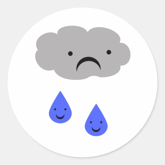 Sad Cloud Ronde Sticker (Voorkant)