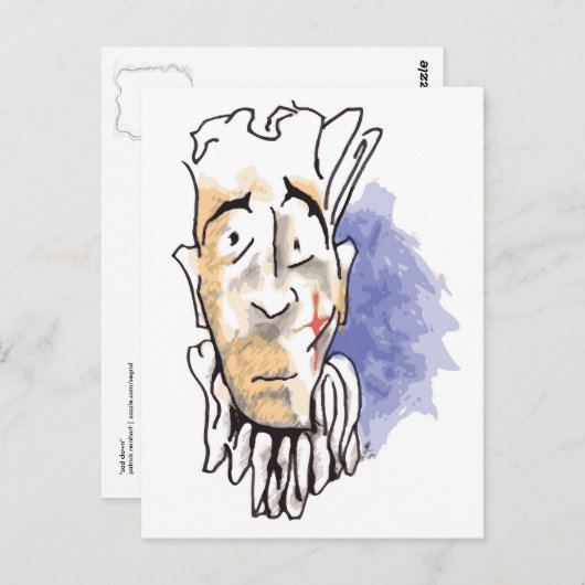 Sad Clown Briefkaart (Voorkant / Achterkant)