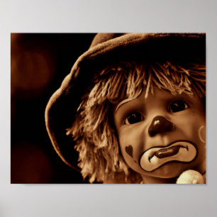 Sad Clown Doll Face Poster