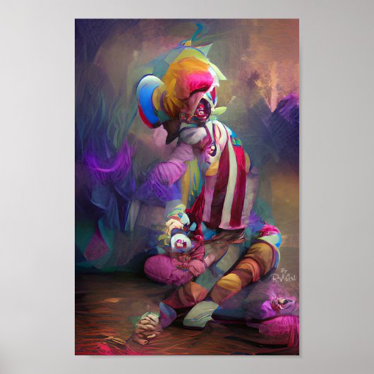 SAD CLOWN fantasy art illustration poster (Voorkant)