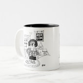 Sad clown Outside a Pub Waiting for Happy Hour Tweekleurige Koffiemok (Voorkant links)