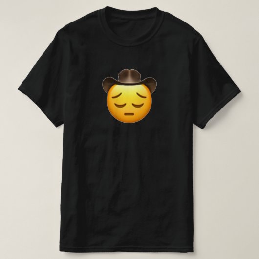 Sad Cowboy Emoji Black t-shirt (Design voorkant)