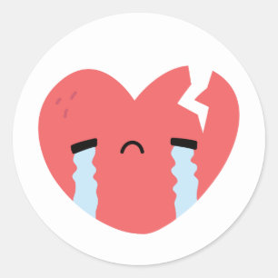 Sad Crying Broken Heart Face Emoji Ronde Sticker