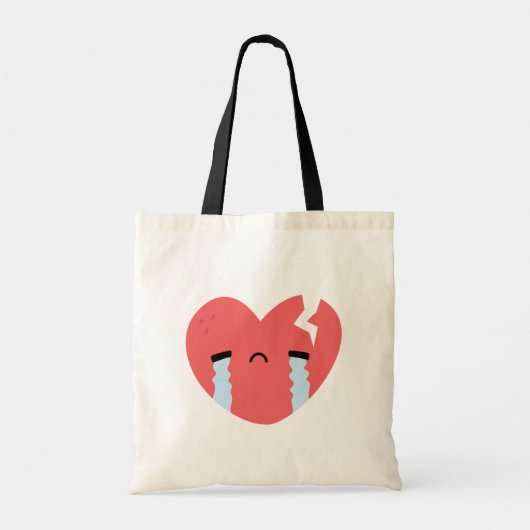 Sad Crying Broken Heart Face Emoji Tote Bag (Achterkant)