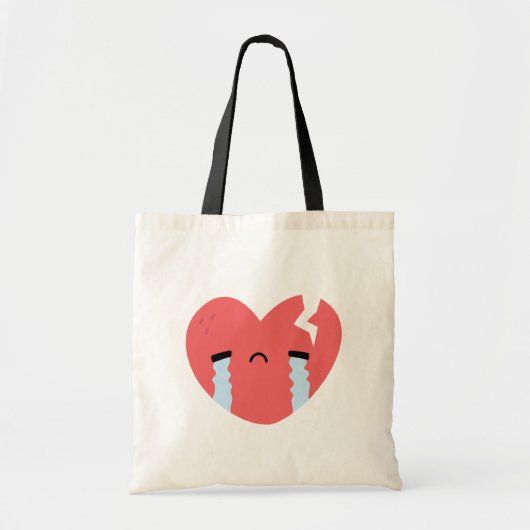 Sad Crying Broken Heart Face Emoji Tote Bag (Voorkant)