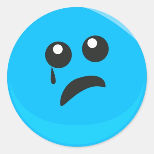 Sad Crying Cute Face Ronde Sticker (Voorkant)