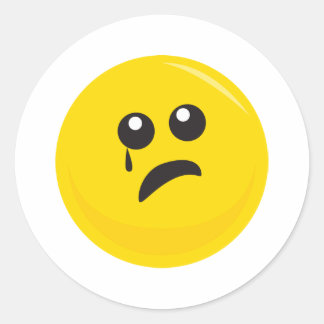 Sad Crying Cute Face Ronde Sticker