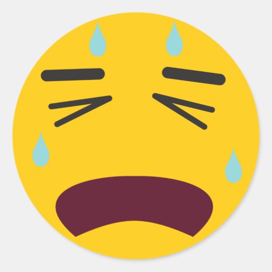 Sad Crying Emoji Ronde Sticker (Voorkant)