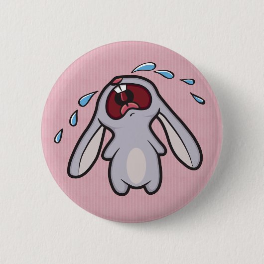 Sad Crying Rabbit | Bawling Bunny Ronde Button 5,7 Cm (Voorkant)
