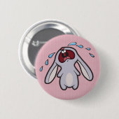 Sad Crying Rabbit | Bawling Bunny Ronde Button 5,7 Cm (Voorkant /achterkant)