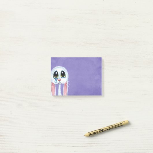 Sad Crying White Rabbit Illustration Post-it® Notes (Op bureau)