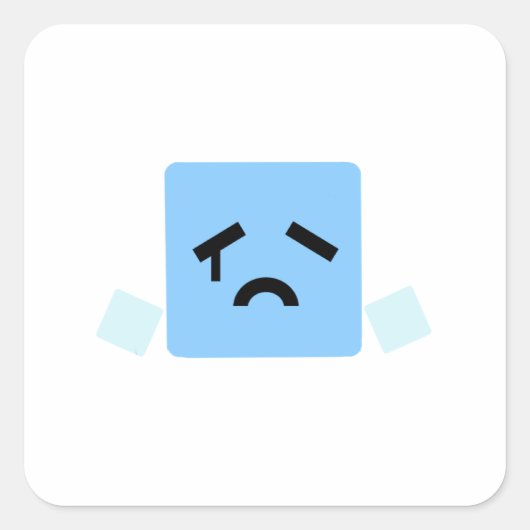 Sad cube cyan jsab vierkante sticker (Voorkant)