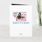 Sad & Cute Basset on Funny Birthday Card W/Ballon Kaart (Achterkant)