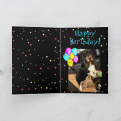 Sad & Cute Basset on Funny Birthday Card W/Ballon Kaart (Binnen)