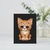 Sad Cute Oranje Tabby Kitten Cat Black Briefkaart (Staand voorkant)