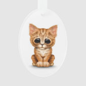 Sad Cute Oranje Tabby Kitten Cat White Ornament (voorkant)