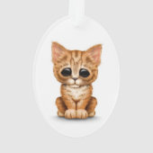 Sad Cute Oranje Tabby Kitten Cat White Ornament (achterkant)