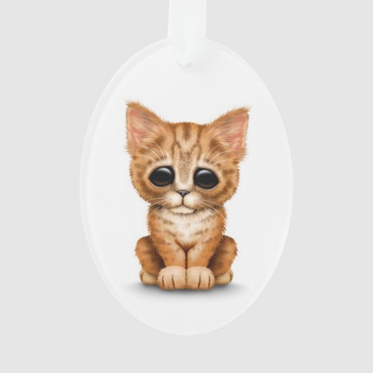 Sad Cute Oranje Tabby Kitten Cat White Ornament (achterkant)