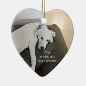 Sad Cute White Dog vermist je hart kerst Keramisch Ornament (Rechts)
