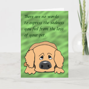 Sad Dog Cartoon Pet Sympathy Card voor Verlies van Kaart