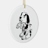 Sad Dog met gebroken been Keramisch Ornament (Rechts)