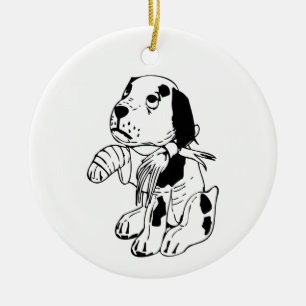 Sad Dog met gebroken been Keramisch Ornament