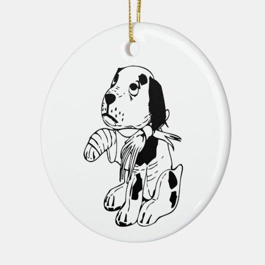 Sad Dog met gebroken been Keramisch Ornament (Links)