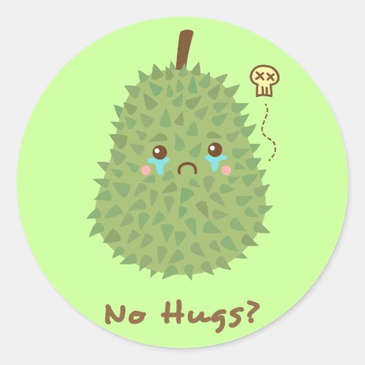 Sad Durian die geen knuffels krijgt Ronde Sticker (Voorkant)