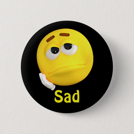 Sad Emoji Emoticon Cartoon Face Ronde Button 5,7 Cm (Voorkant)