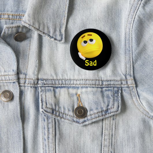 Sad Emoji Emoticon Cartoon Face Ronde Button 5,7 Cm (In situ)