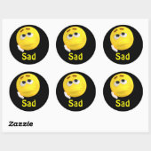 Sad Emoji Emoticon Cartoon Gezicht Ronde Sticker (Vel)