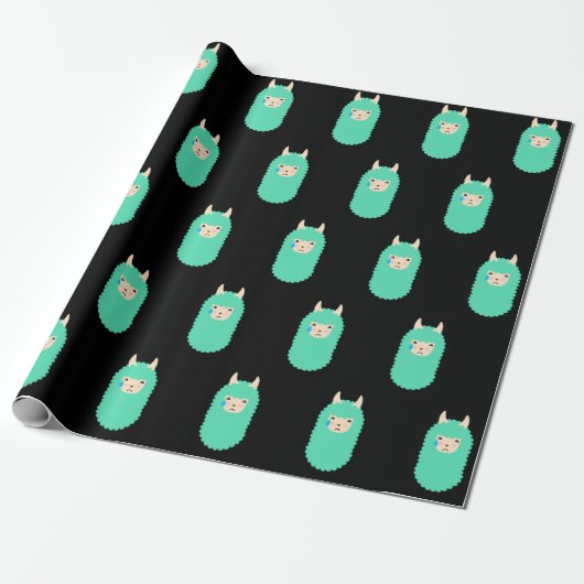 Sad Emoji Llama Cadeaupapier (Uitgerold)