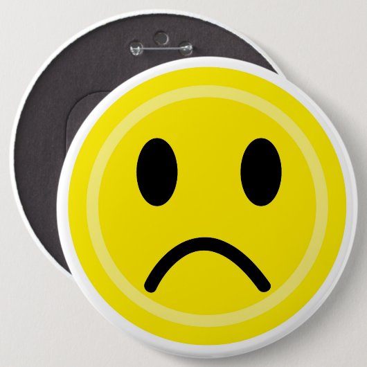 Sad emoticon ronde button 6,0 cm (Voorkant /achterkant)