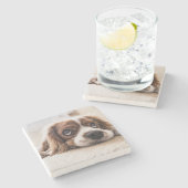 Sad-Eyed Cocker Spaniel Dog Stenen Onderzetter (Zijkant)