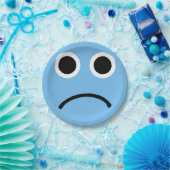 Sad Face Blue Froning Emoticon Emoji Papieren Bordje (Feest)