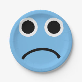 Sad Face Blue Froning Emoticon Emoji Papieren Bordje
