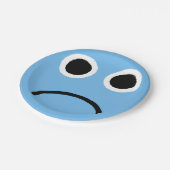 Sad Face Blue Froning Emoticon Emoji Papieren Bordje (Gekanteld)