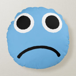 Sad Face Blue Froning Emoticon Emoji Rond Kussen