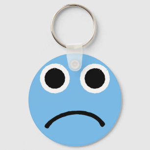 Sad Face Blue Froning Emoticon Emoji Sleutelhanger