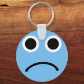 Sad Face Blue Froning Emoticon Emoji Sleutelhanger (Voorkant)