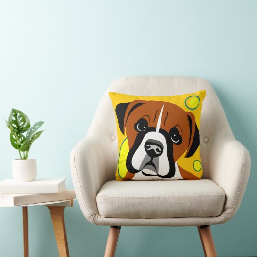 Sad Face Boxer Dog Cartoon Kussen (Stoel)