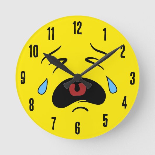 Sad Face Emoji Ronde Klok (Voorkant)