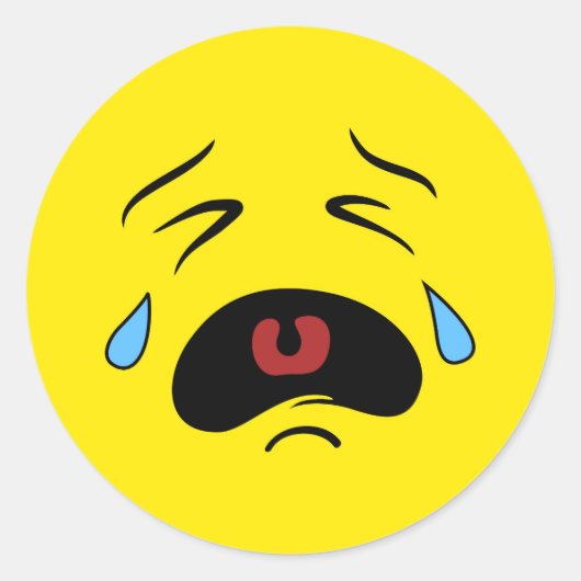 Sad Face Emoji Ronde Sticker (Voorkant)