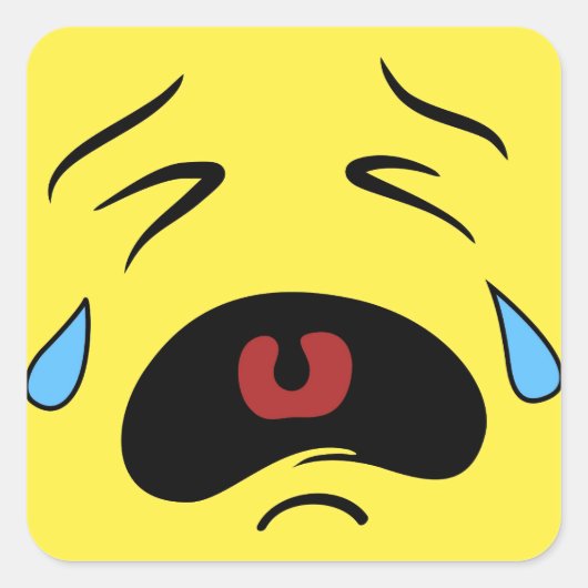 Sad Face Emoji Vierkante Sticker (Voorkant)