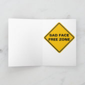 Sad Face Free Zone Happy Birthday Kaart (Binnen)