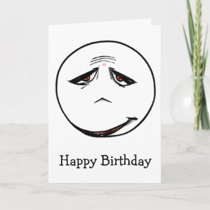 Sad Face Free Zone Happy Birthday Kaart