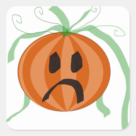 Sad-Face Halloween Pompoen Schattige Jack-O-Lanter Vierkante Sticker (Voorkant)