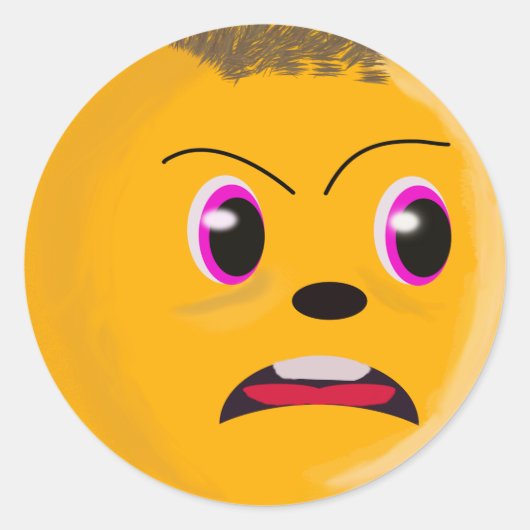 Sad Face Male Golden Colored Sticker (Voorkant)