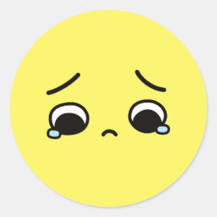 Sad Face met Emoji Yellow Ronde Sticker
