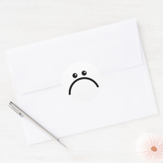 Sad Face Ronde Sticker (Envelop)
